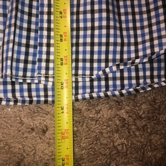 🤑SOLD🤑Tommy Hilfiger Mens Size Medium Button Down Black Blue Work Dress Shirt - Picture 8 of 15